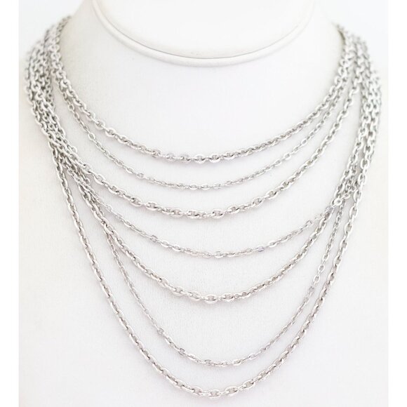 18 inch, Vintage Silver Tone Chains Multi-Strand Necklace by Avon - P1 - Picture 2 of 3